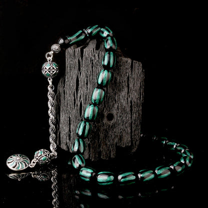 925 Sterling Silver Tassel Enamel Fire Amber