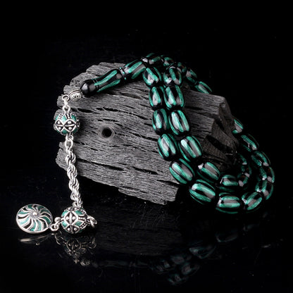 925 Sterling Silver Tassel Enamel Fire Amber