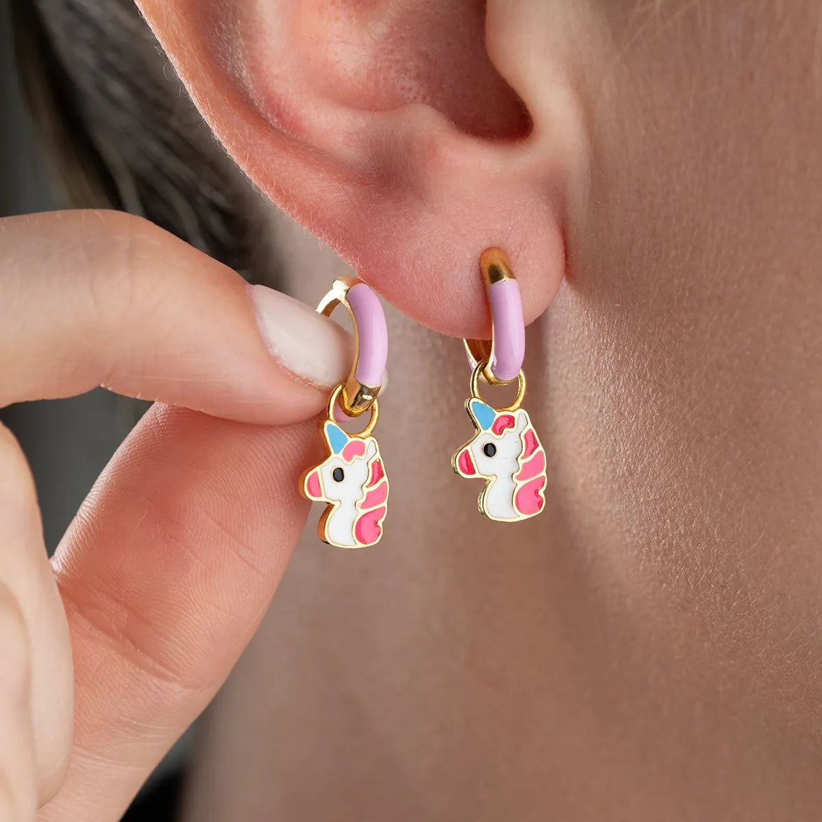 Boucles d’Oreilles Enfant Licorne Argent 925