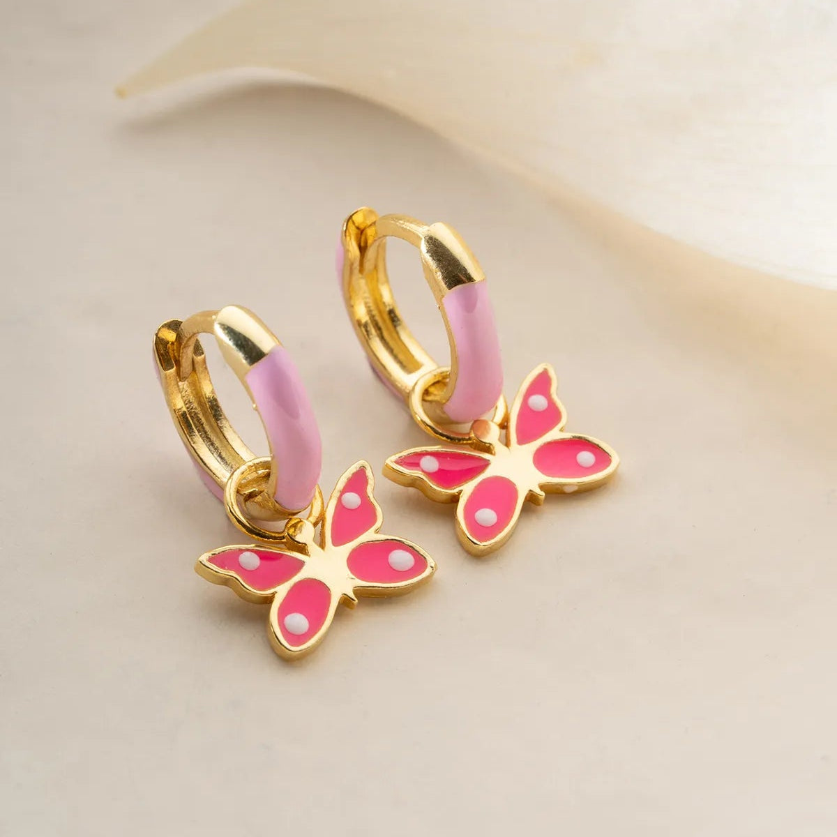 Boucles d’Oreilles Enfant Papillon Rose Argent 925