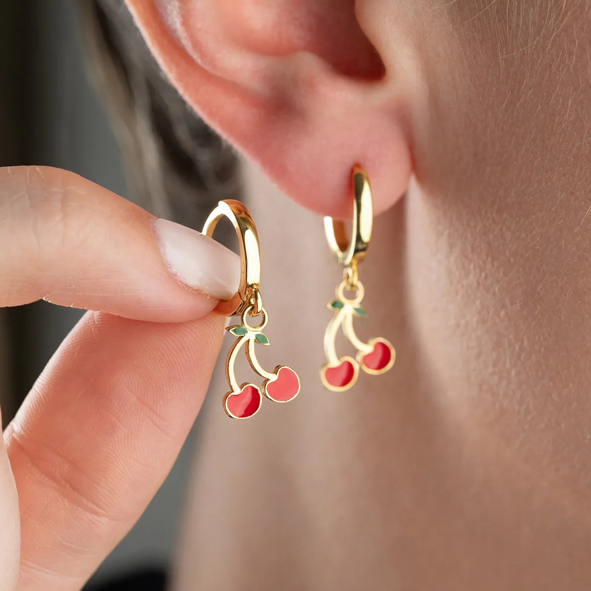 Boucles d’Oreilles Enfant Cerise Argent 925