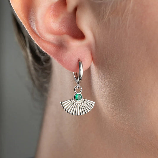 925 Sterling Silver Emerald Green Zircon Stone Earrings