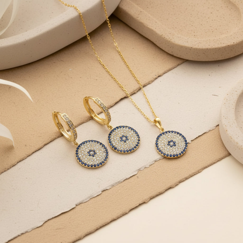 Notele Necklace Earrings Set - 925 Sterling Silver 2