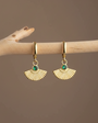 925 Setting Gold Plated Emerald Stone Langer Earrings
