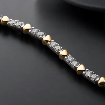 Zirkon Taşlı Kalpli Trend Bileklik  925 Ayar Gümüş