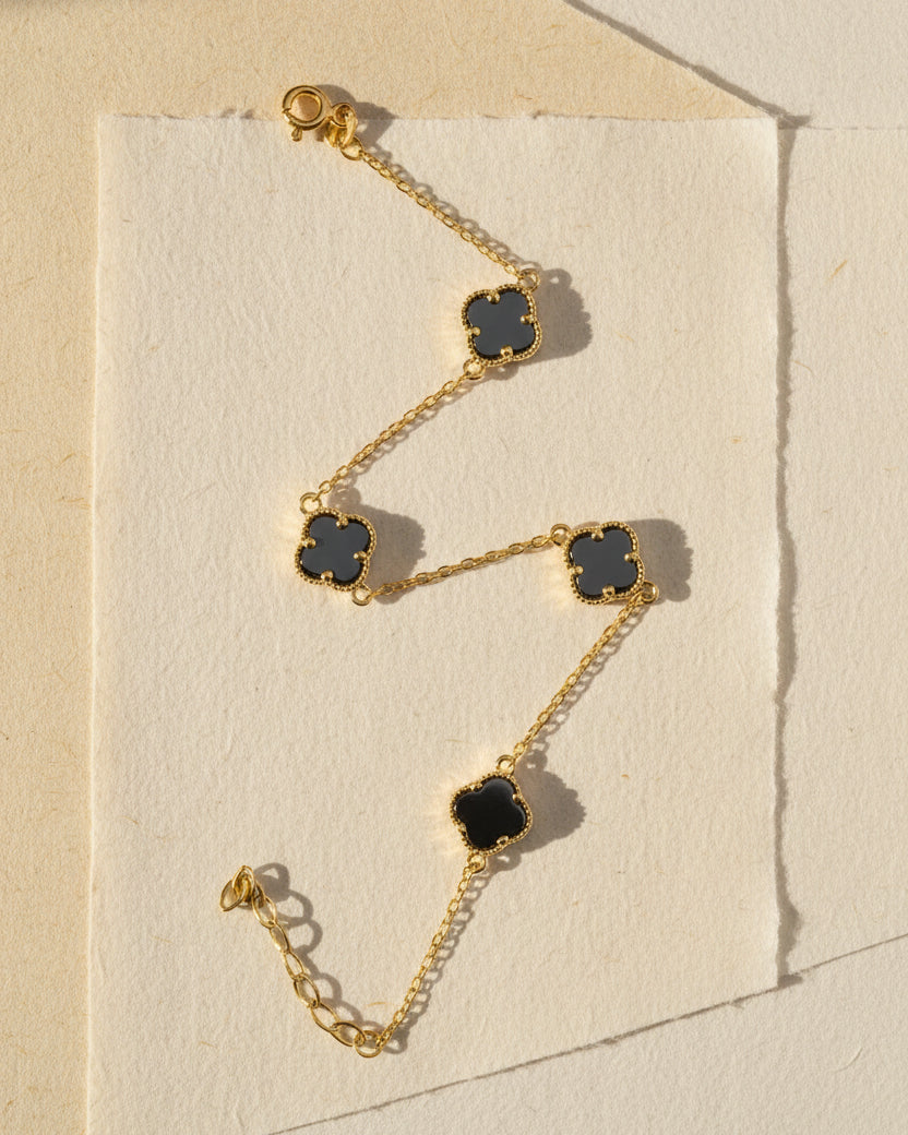 925 Sterling Silver Gold Clover Bracelet