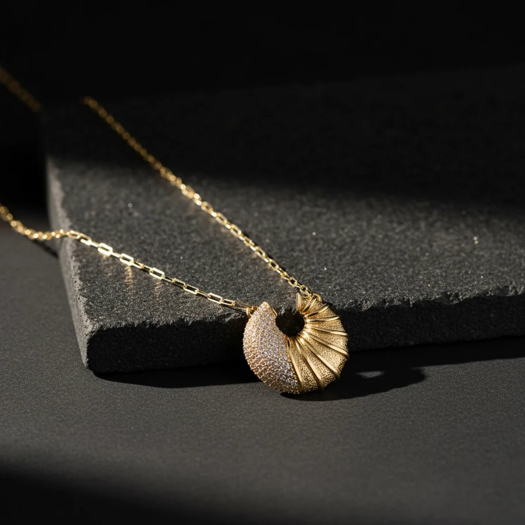 925 sterling silver stone croissant necklace