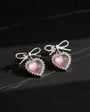 925 boucles d'oreilles de coeur rose archeur en argent sterling