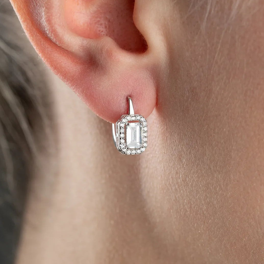925 sterling silver baguette core earrings