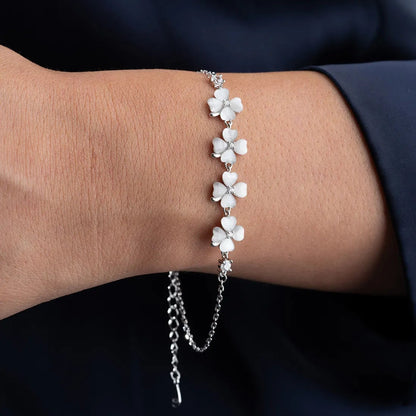 925 Ayar Gümüş Sedefli 4 Yonca Bileklik