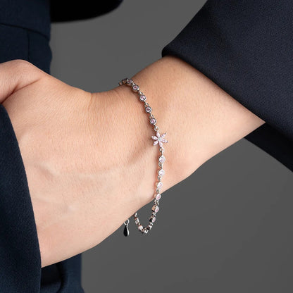 925 Ayar Gümüş Pembe Taşlı Lotus Su Yolu