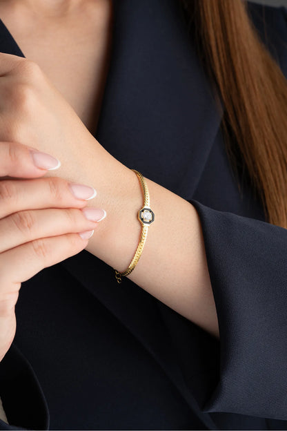 925 Ayar Zincir Tektaş Mineli Bileklik