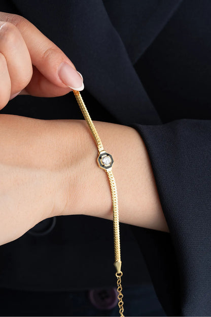 925 Ayar Zincir Tektaş Mineli Bileklik