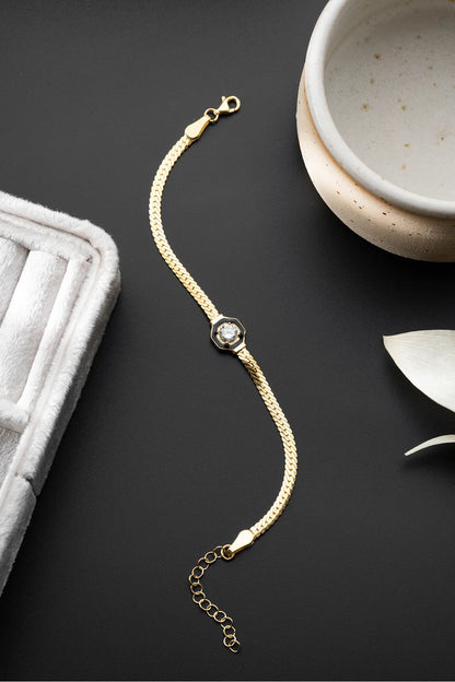 925 Ayar Zincir Tektaş Mineli Bileklik