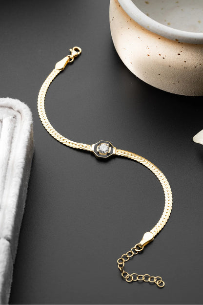 925 Ayar Zincir Tektaş Mineli Bileklik