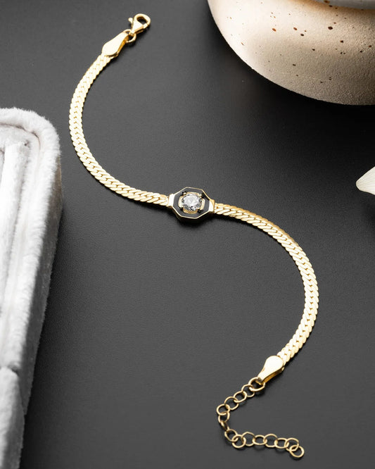 925 Carat Chain Solitaire Enamel Bracelet