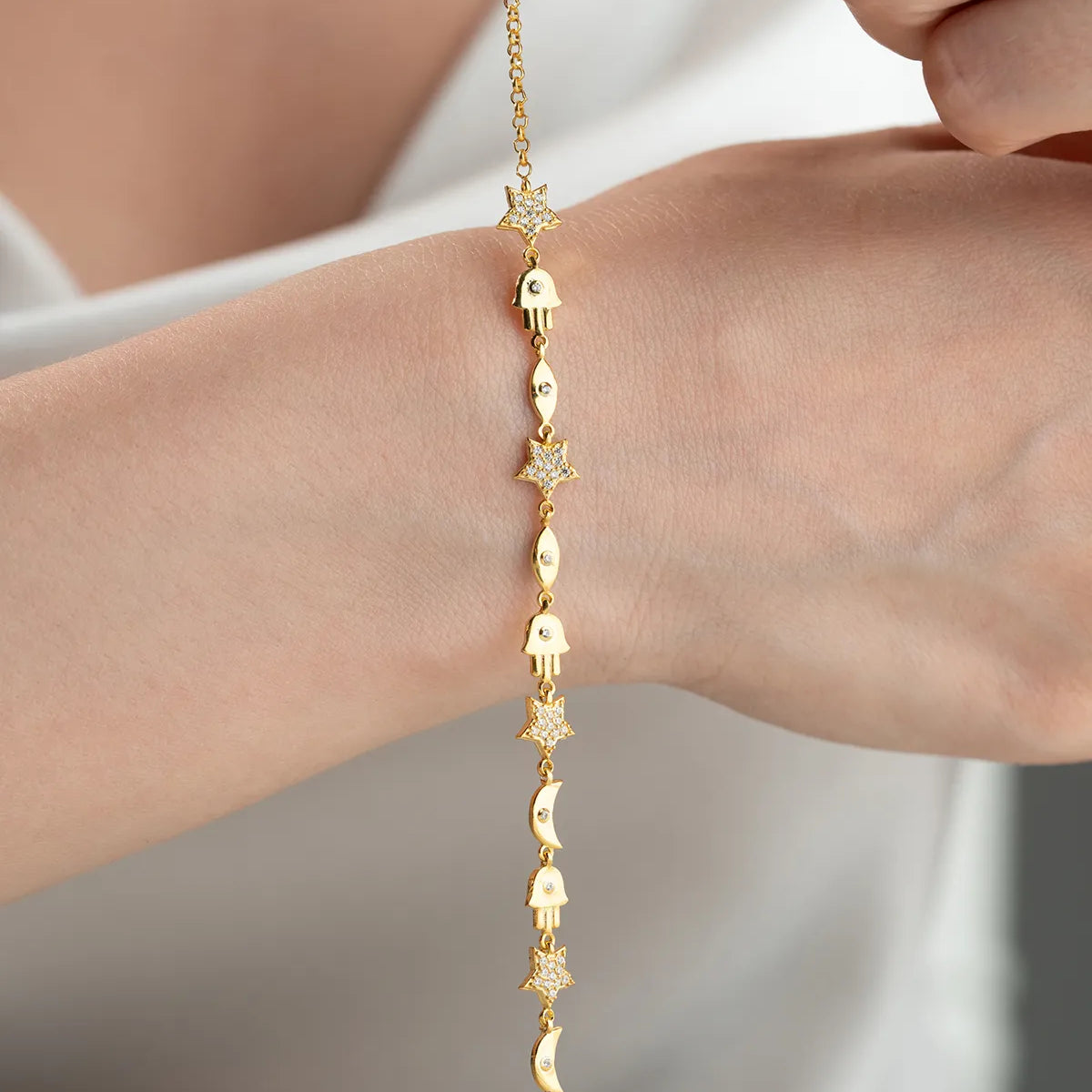 925 Bracelet de figurine en or sterling en argent sterling