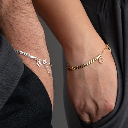 925 Ayar Gümüş Kişiye Özel Harfli Çift Bileklik