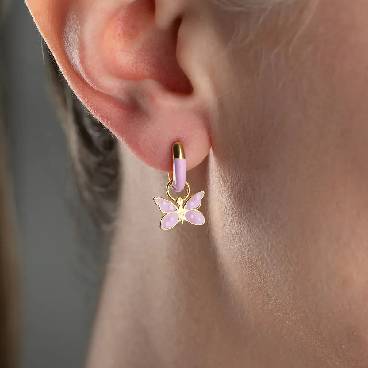Boucles d'oreilles enfant papillon émaillé en argent sterling 925
