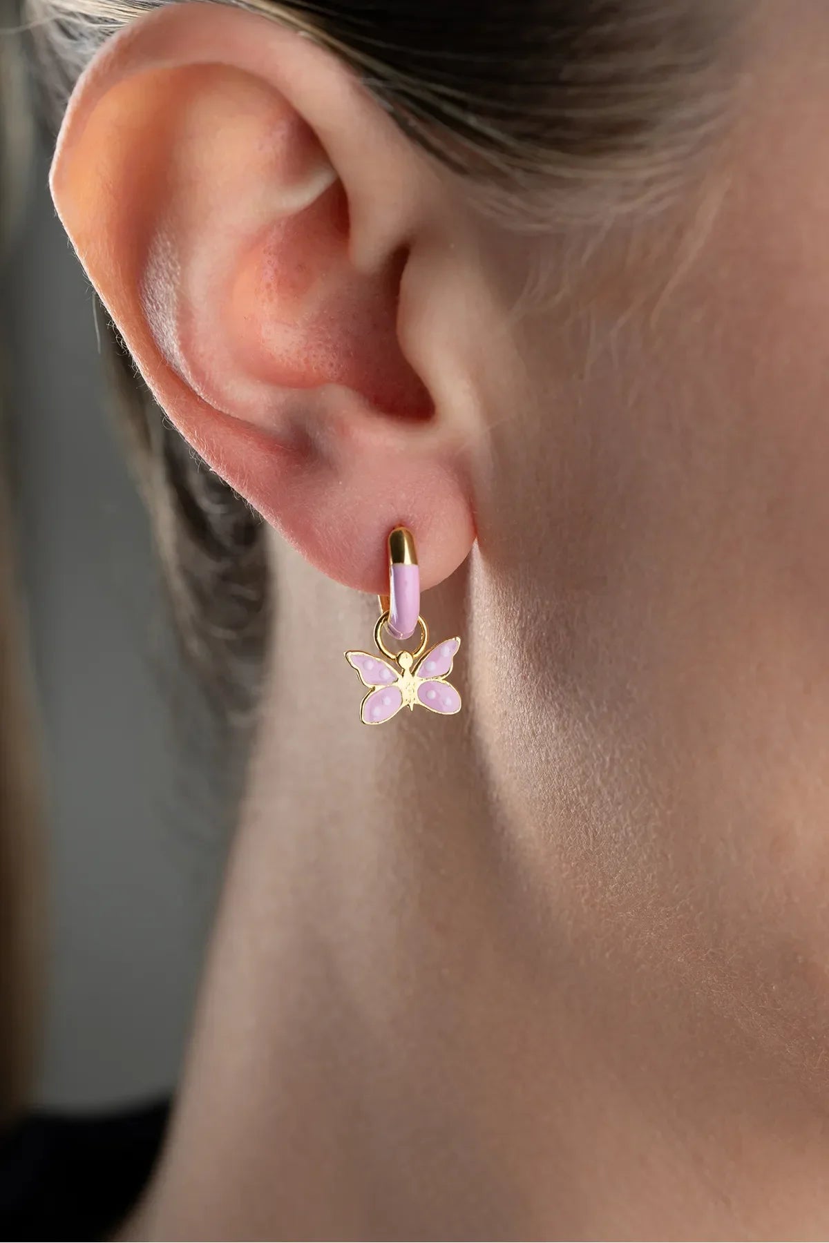 925 Ayar Gümüş Mineli Kelebek Çocuk Küpe