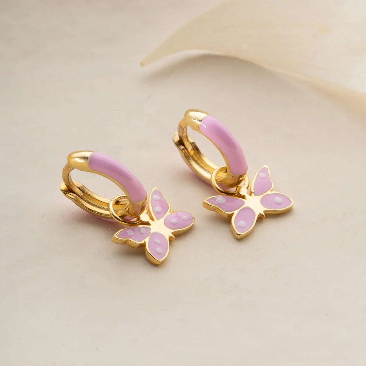 925 Silver Pink Butterfly Kids Earrings