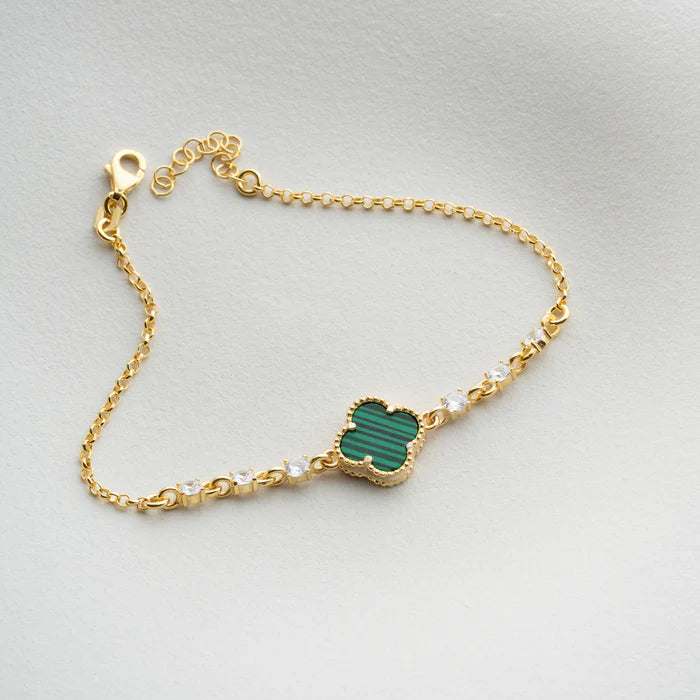 925 Bracelet en pierre de malachite en argent sterling