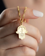 Fatma Main Hand Letter Necklace - 925 Sterling Silver