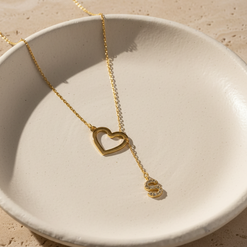Collier de lettres de coeur - 925 argent sterling