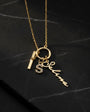 Name and letter detailed ring necklace - 925 sterling silver