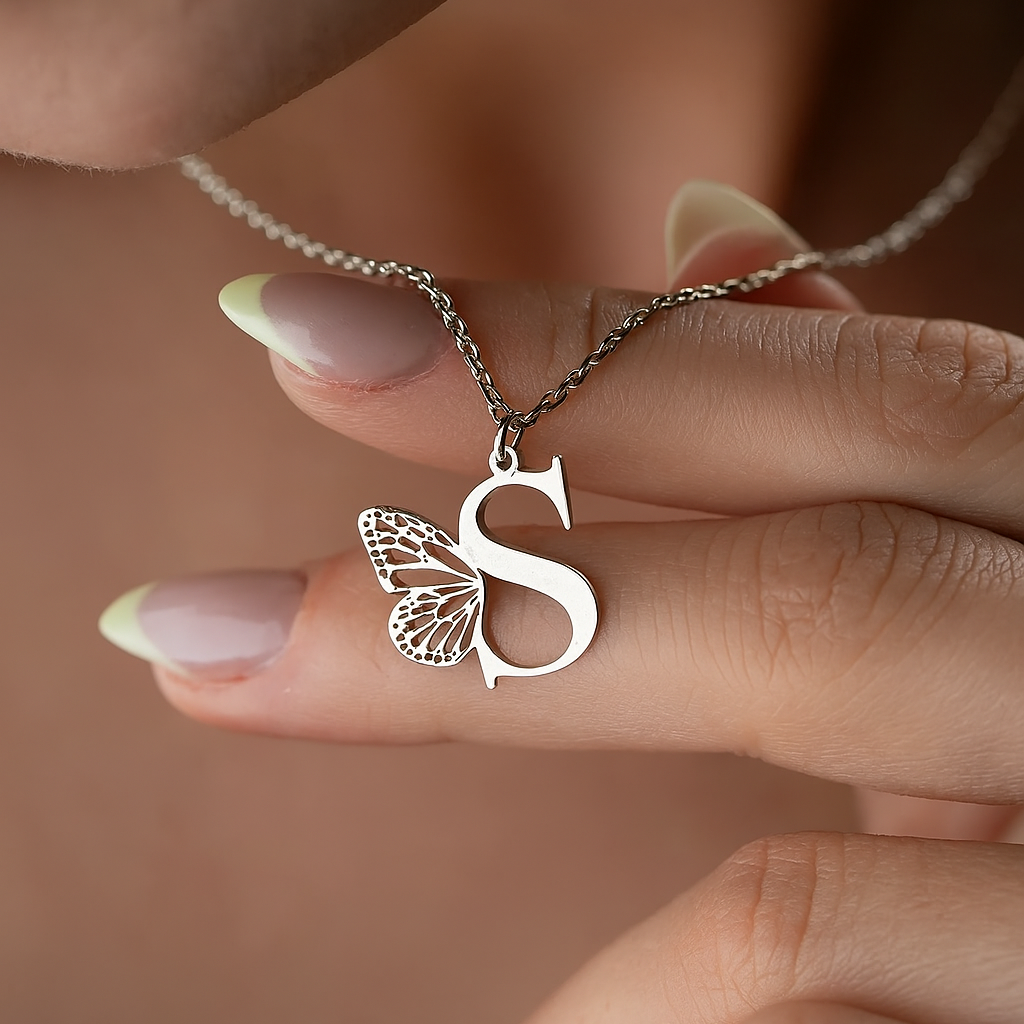 Collier de lettres ailé - 925 argent sterling