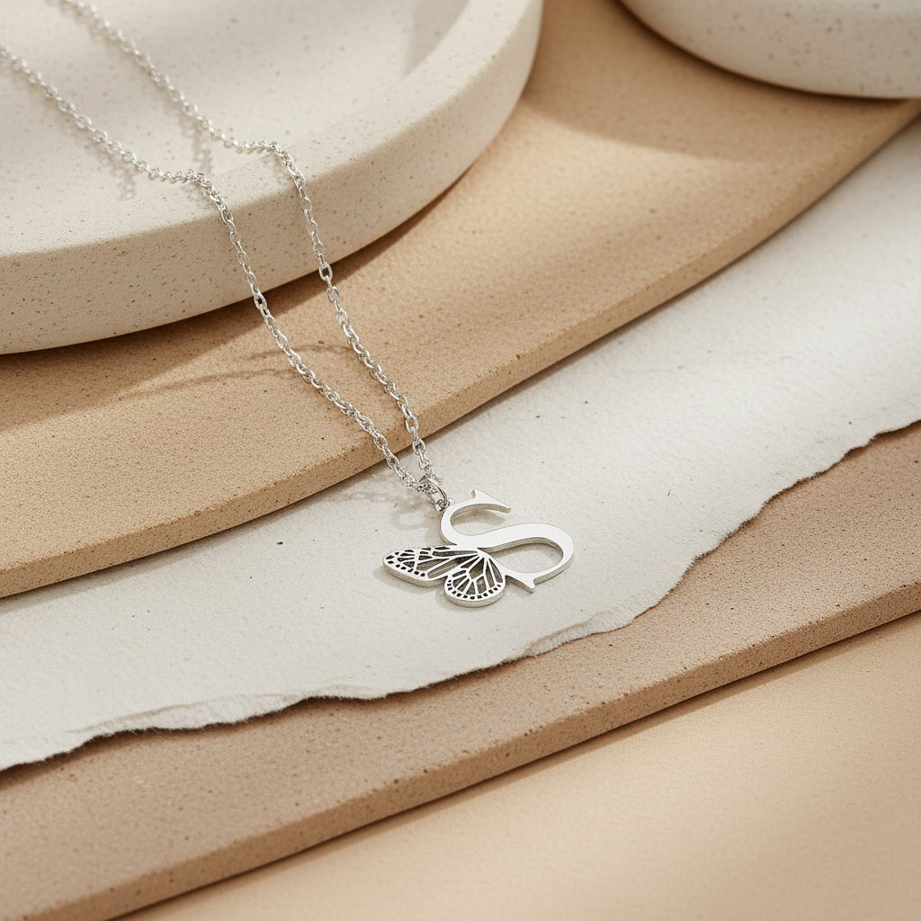 Collier de lettres ailé - 925 argent sterling