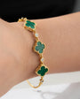 925 Sterling Silver Malachite Stone Four Clover Bracelet