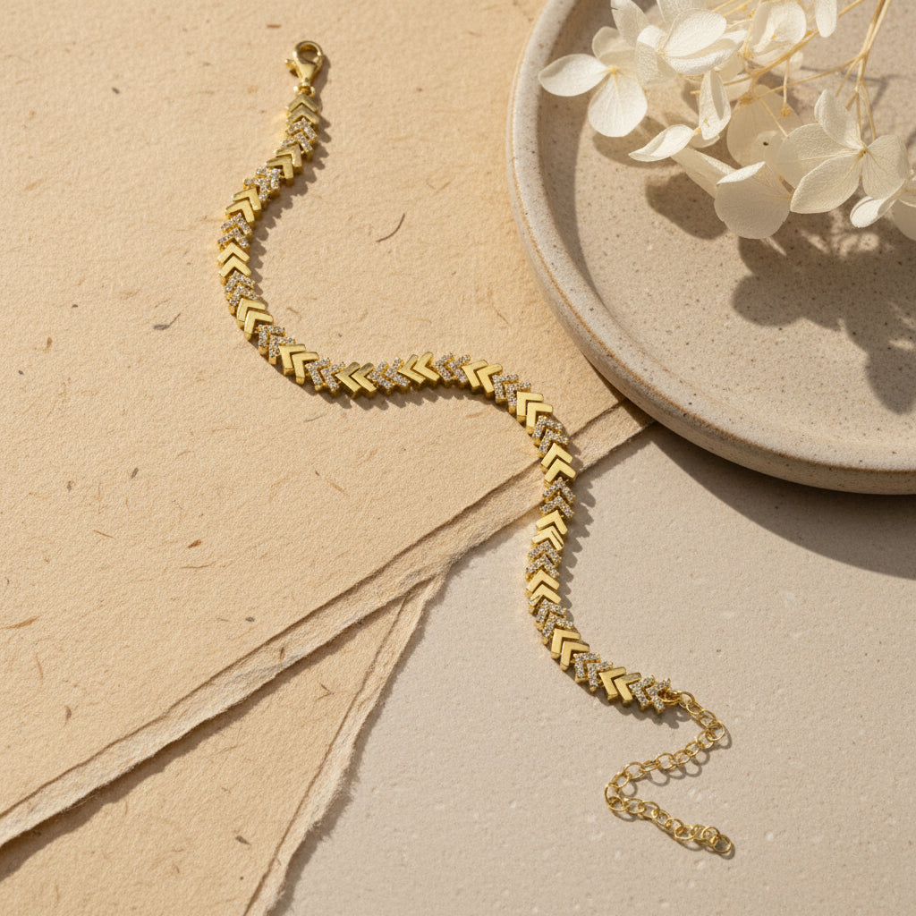 925 Setting Gold Plated Silver Stone Bracelet