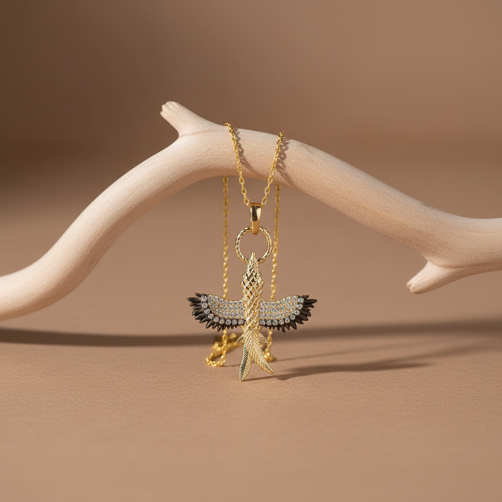 Anka Bird Gold Necklace - 925 Sterling Silver