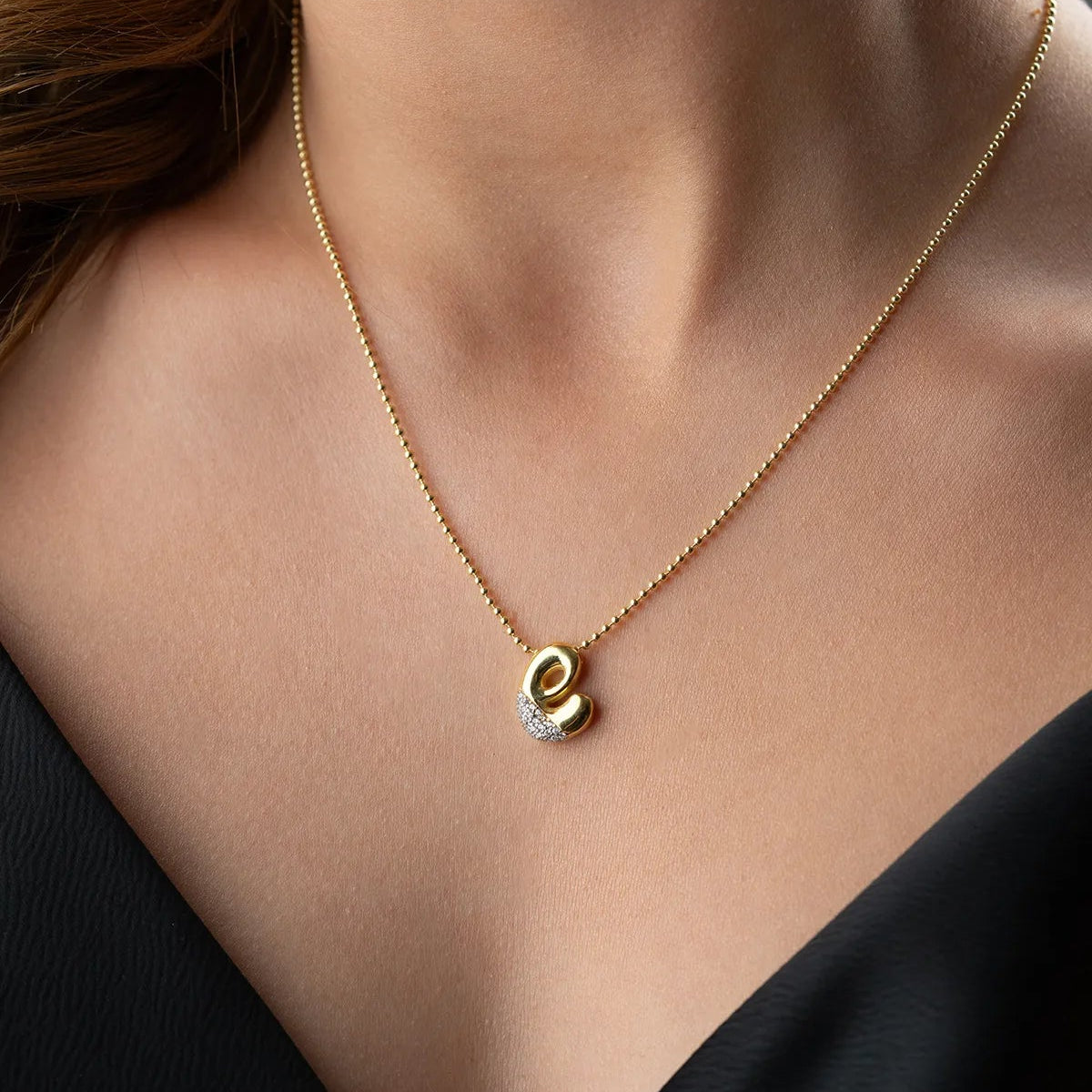 925 Collier de lettre en pierre en argent sterling