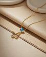 925 Setting butterfly and evil eye bead silver necklace
