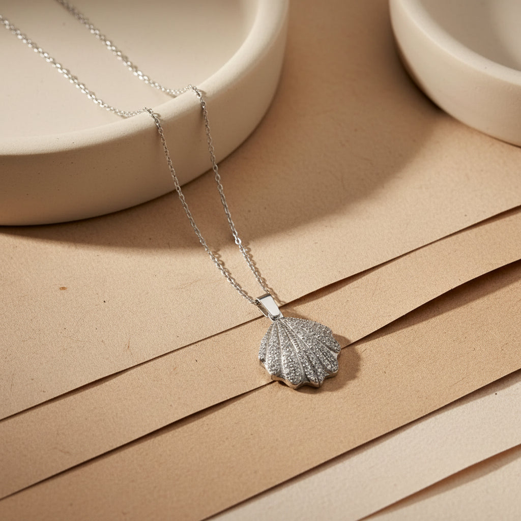 925 Collier de coquille de mer personnalisé en argent sterling