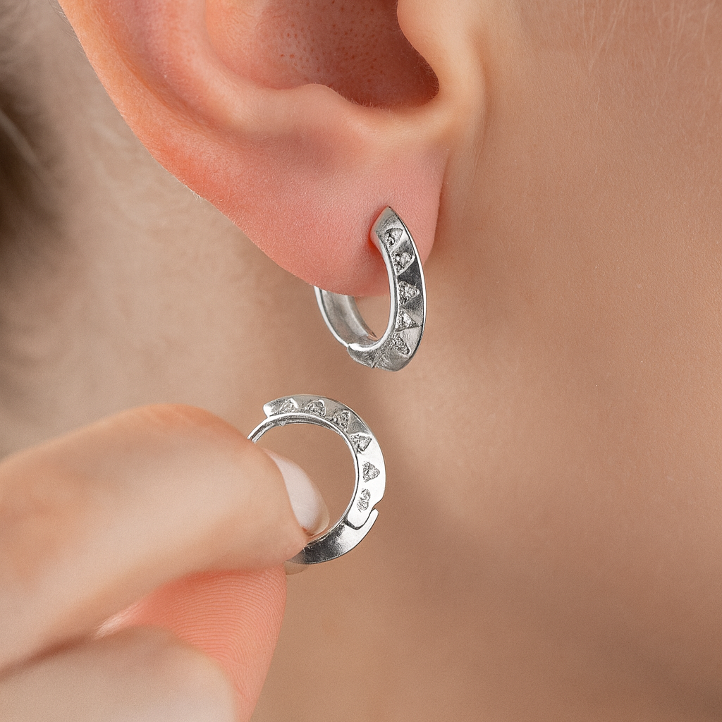 925er Silber Creolen mit Steinen