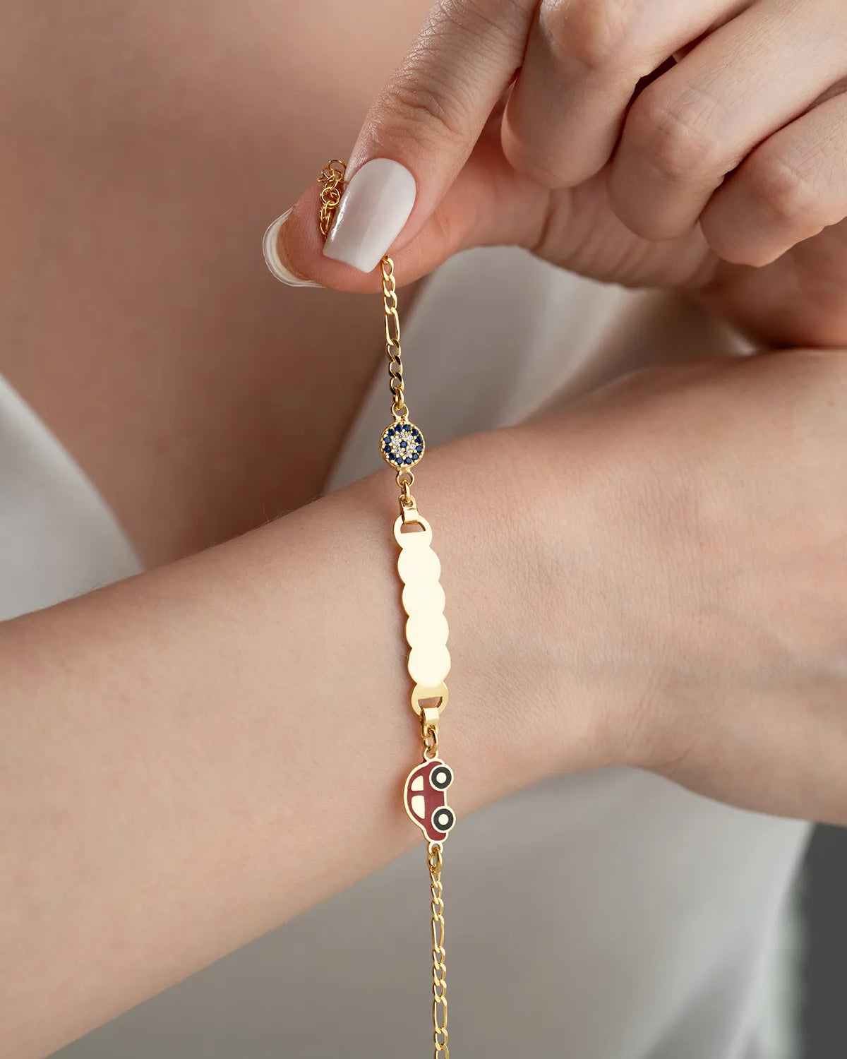 925 sterling silver car figure children's bracelet