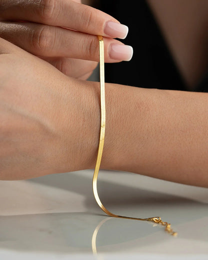 Italienisches flaches Kettenarmband aus Sterlingsilber