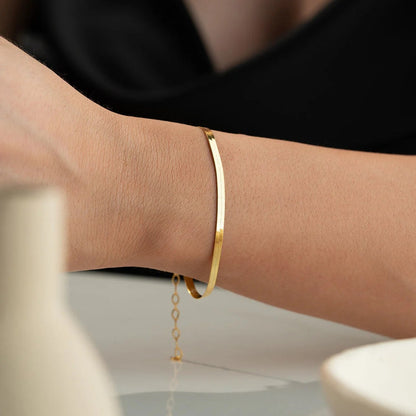 Italienisches flaches Kettenarmband aus Sterlingsilber