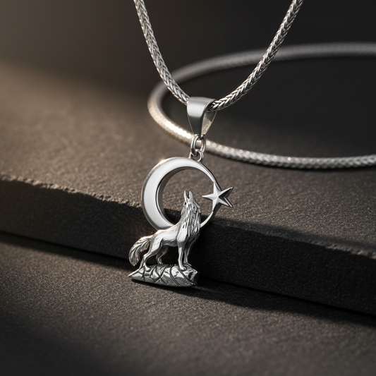 925 Ayar Gümüş Bozkurt Erkek Kolye -2