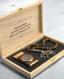 Luxus-Geschenkset mit Personalisierter Feuerzeug und Silber-Tigerauge-Tesbih

