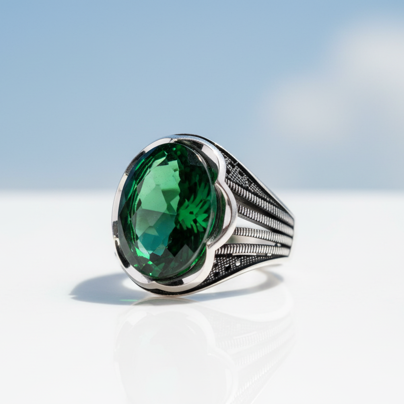 Emerald sparkle 925 carat men ring