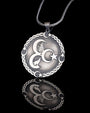 Three crescent tuğra and bozkurt motif men's silver necklace