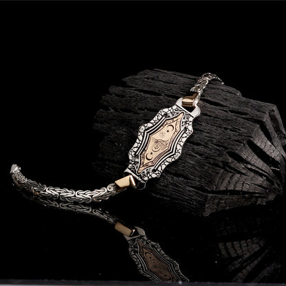 Kral Zincirli Osmanlı Tuğralı Gümüş Bileklik