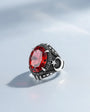 Zircon Stone Moon Star Silver Ring