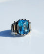 Blue Zircon Stone Men's Silver Ring