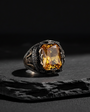 Zircon Stone Men's Silver Ring