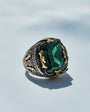 Green Zircon Stone Men's Silver Ring